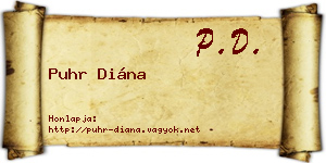 Puhr Diána névjegykártya